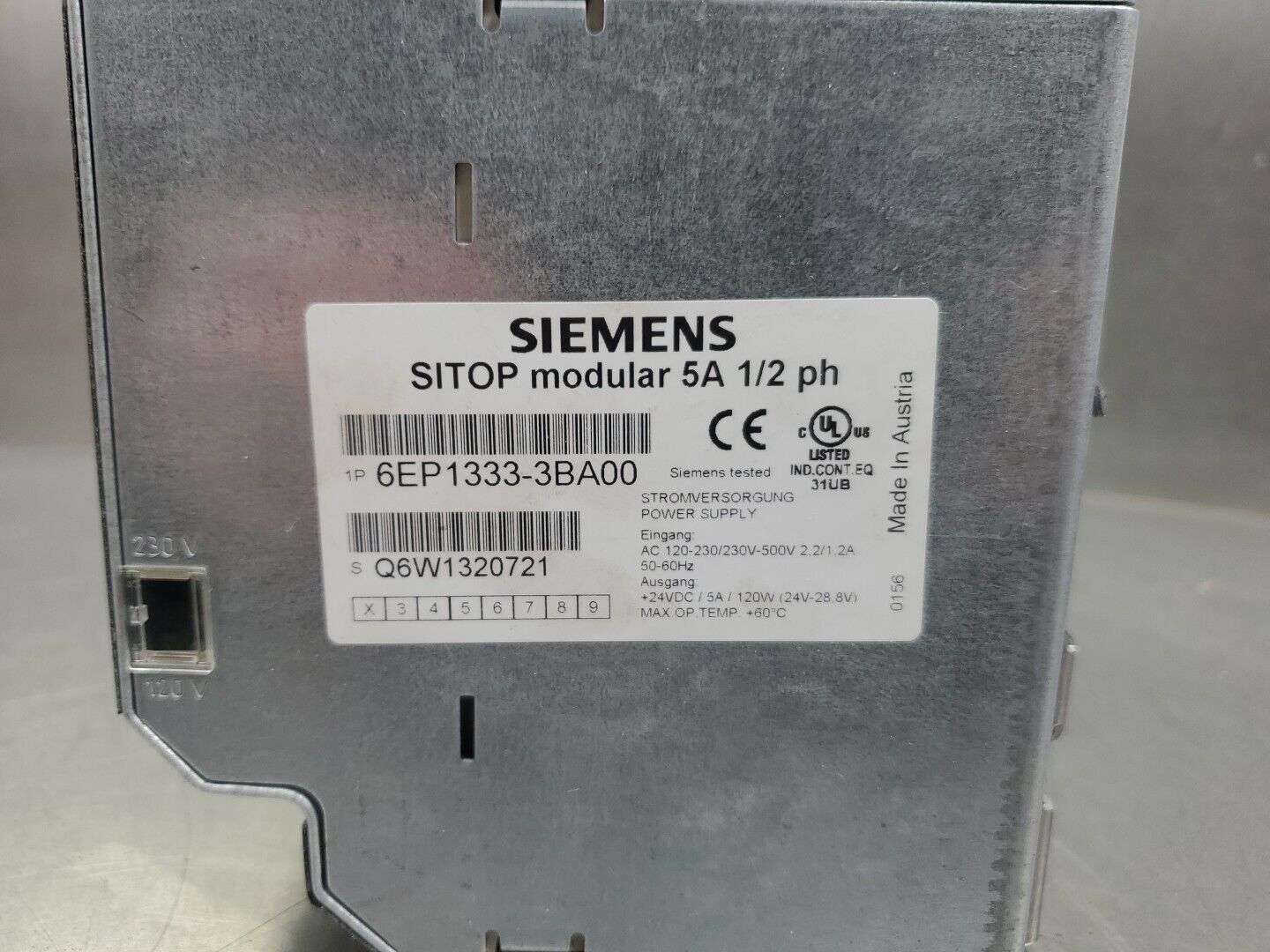 SIEMENS 6EP1333-3BA00 SITOP Modular 5A 1/2Ph Power Supply. 4A-34