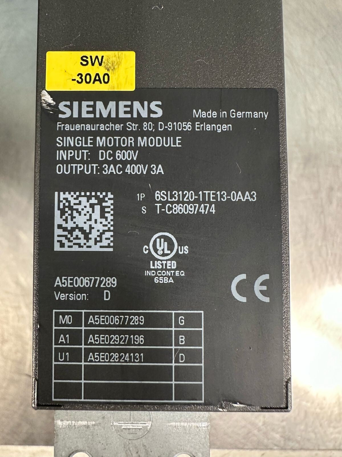 Siemens Sinamics 6SL3120-1TE13-0AA3 (8.4.1)