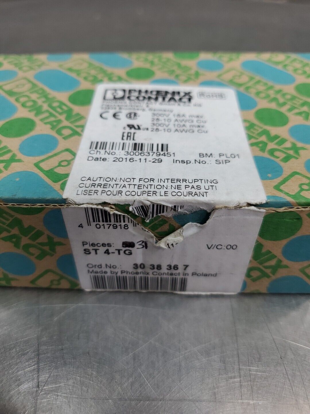 Phoenix Contact ST 4-TG (3038367) Terminal Block, Lot of 31. 4D-42