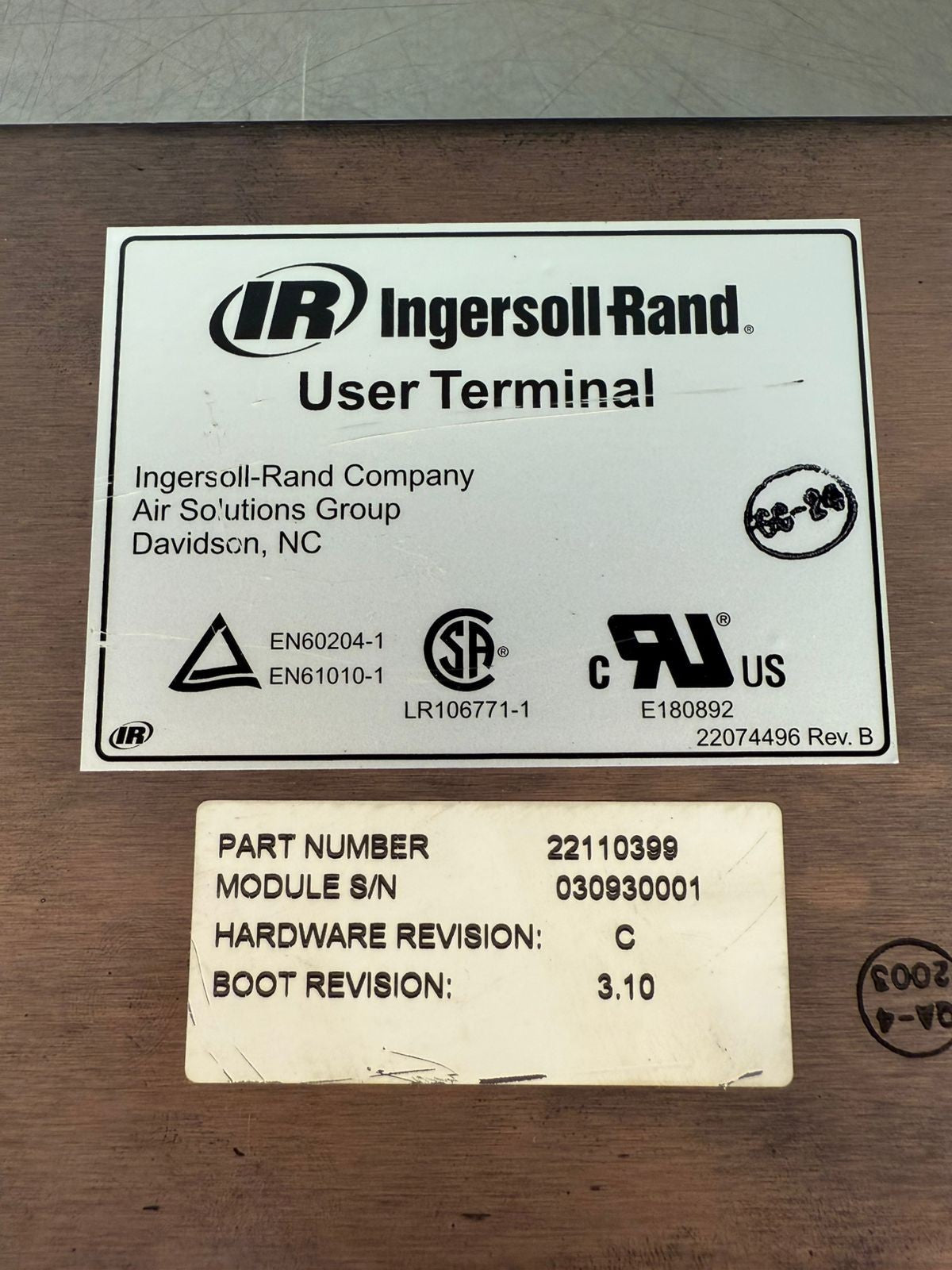 Ingersoll Rand 22110399 User Terminal (2.4.3)