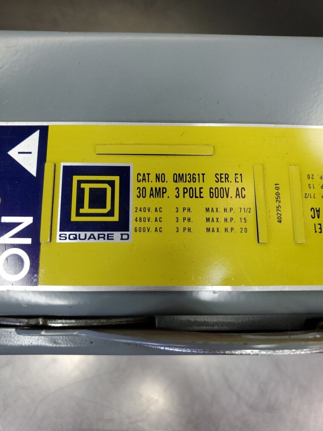 Square D QMJ361T Ser E1 Branch Switch, 30A 600V 3Pole. 4F-37