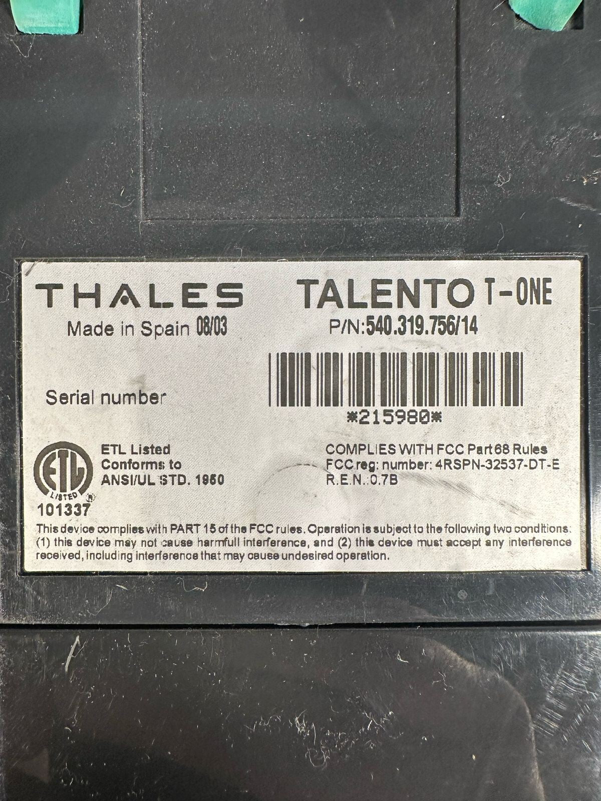 Thales Talento T-One 540.319.756/14 540-319 (7.5.3)