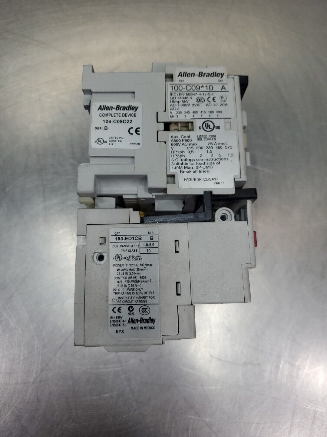 ALLEN BRADLEY 104-C09D22/B Relay Unit, (100-C09*10/193-ED1CB) 4C-13