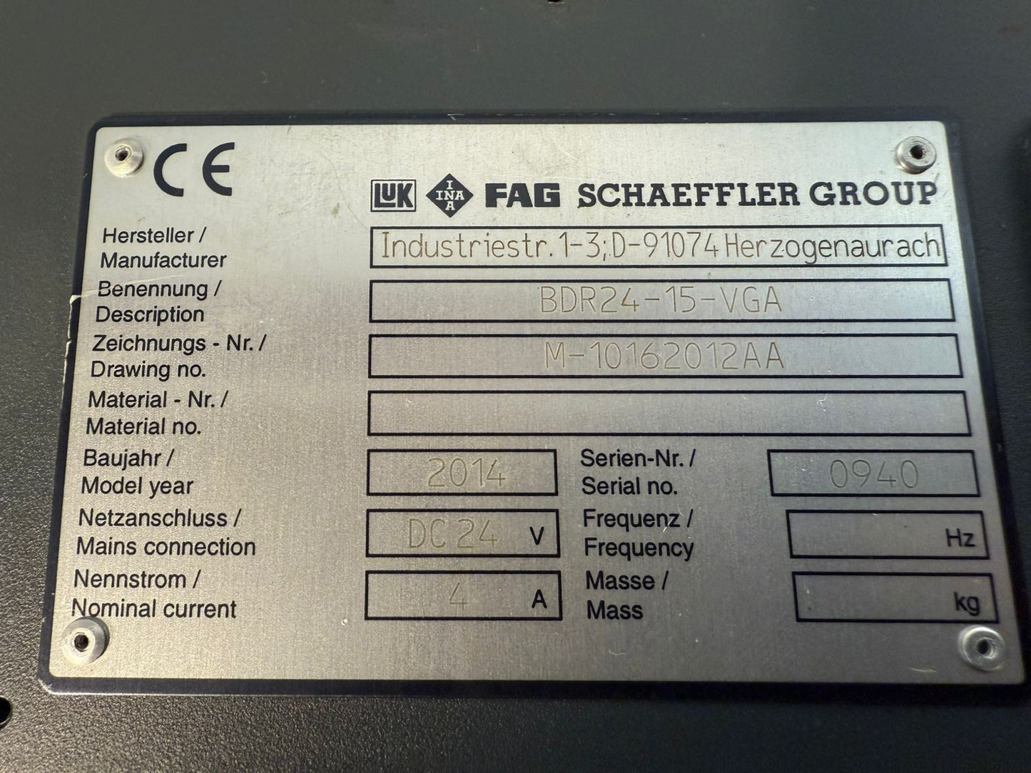 Fag Schaeffler Group BDR24-15-VGA DC24V / 4A (8.3.7)