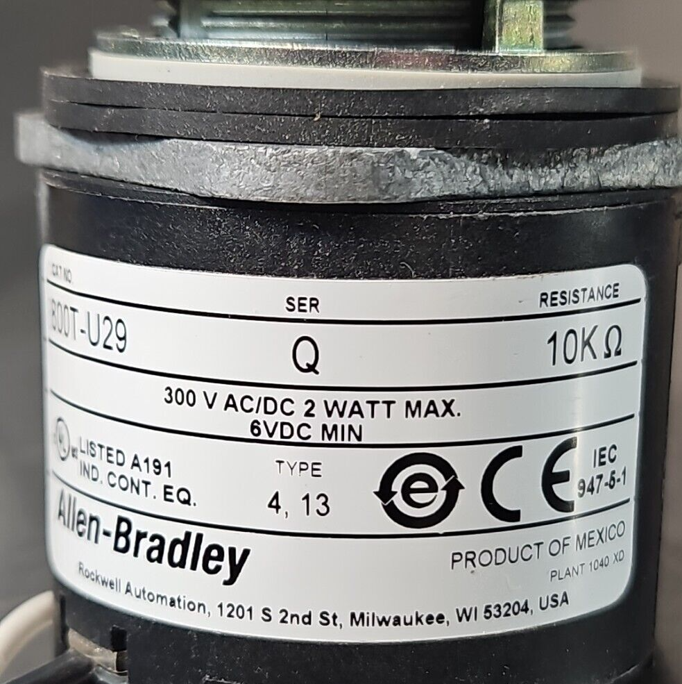 Allen-Bradley 800T-U29 Ser Q Rotary Potentiometer                        Loc4E32
