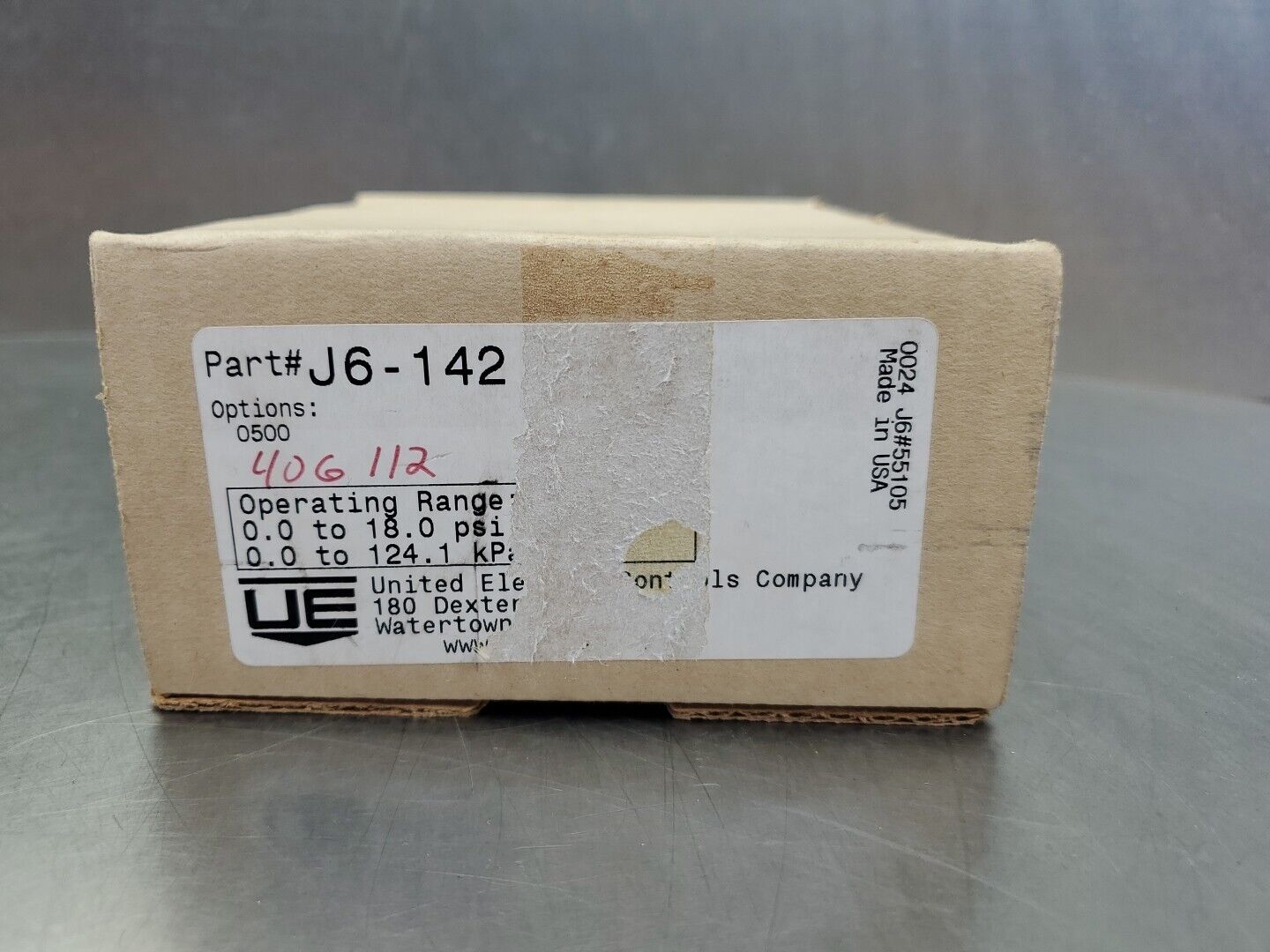 United Electric Controls J6-142 Pressure Switch, Option-050 406112. 6E-19