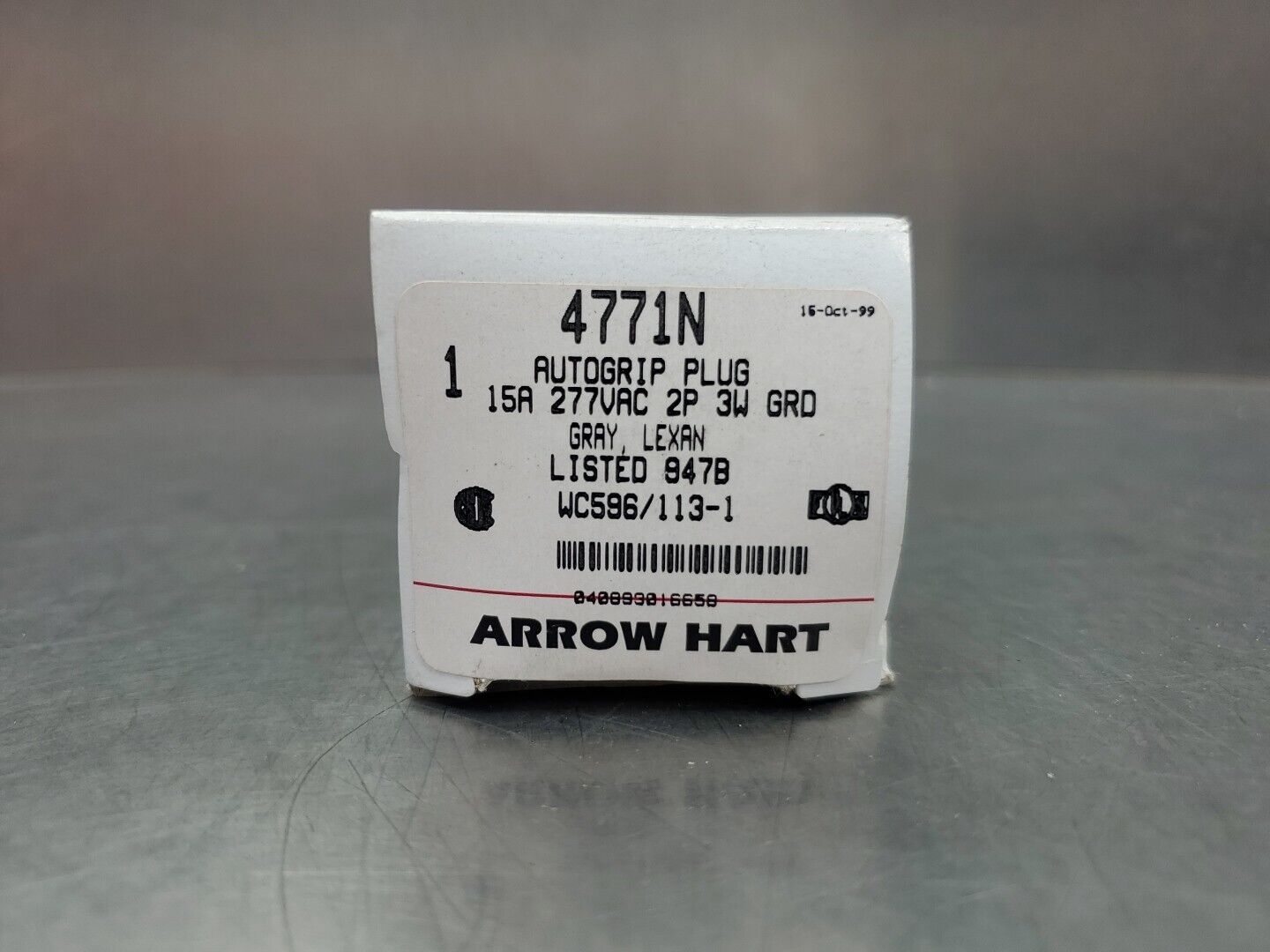 Arrow Hart 4771N Autogrip Plug, Male 15A 277VAC 2P 3W GRD. 4B-37