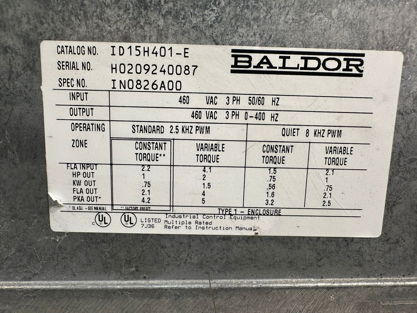 Baldor ID15H401-E ADJUSTABLE SPEED DRIVE (5.5.1)
