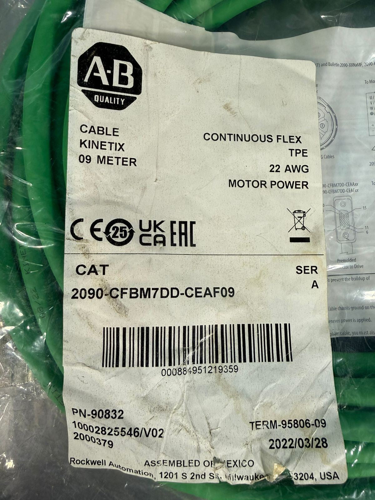 Ab 2090-CFBM7DD-CEAF09 /A Cable Kinetix 9m 22 Awg (4.6.1)