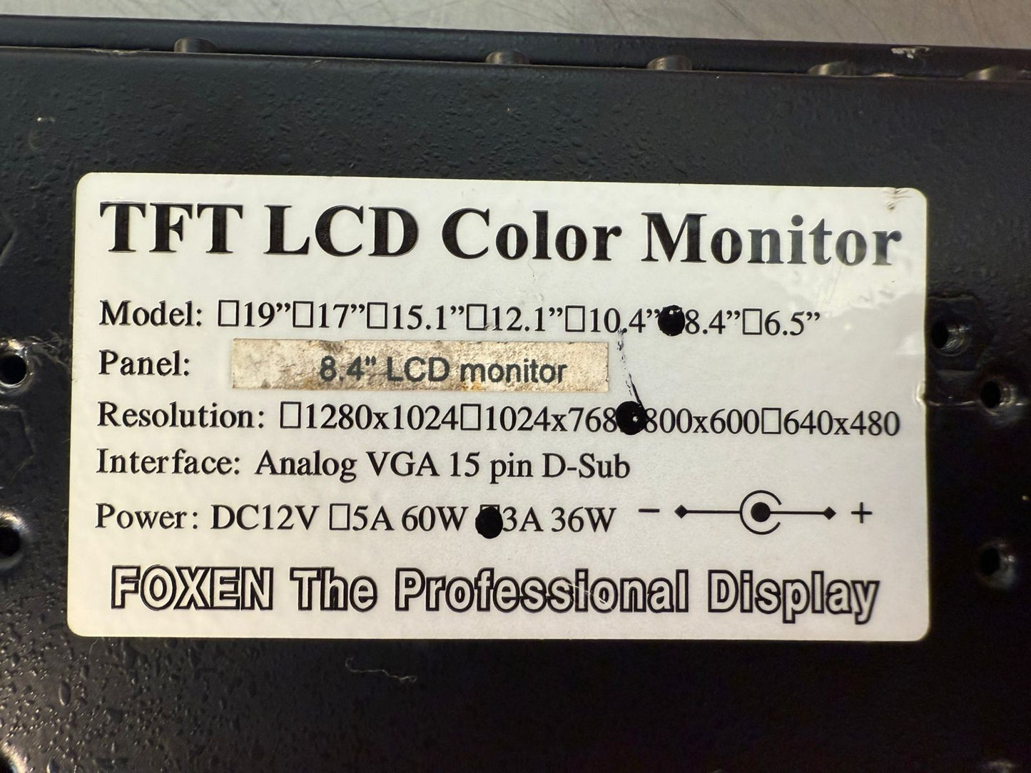 Foxen Tft Lcd Color Monitor 8.4" 800x600 3A 36W (2.4.3)