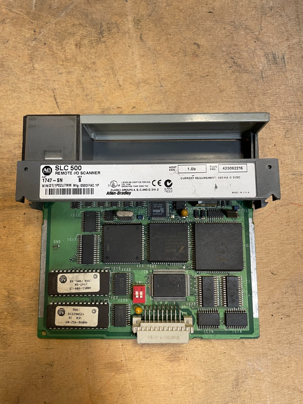 Allen-Bradley SLC 500 Gray Cat1747-SN Remote I/O Scanner PLC Processor