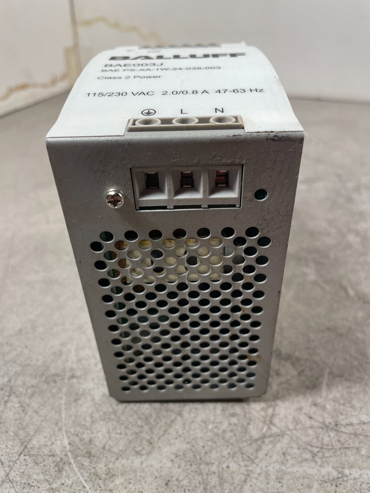 Balluff BAE003J BAE PS-XA-1W-24-038-003 DIN Rail Mount 24 VDC 3.8A Power Supply