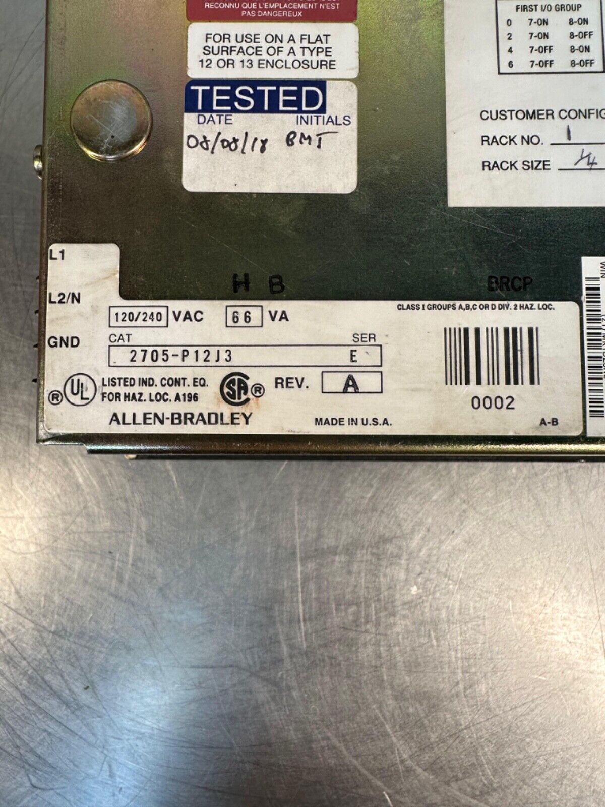 Allen Bradley RediPanel 2705-P12J3 E (2F-1)