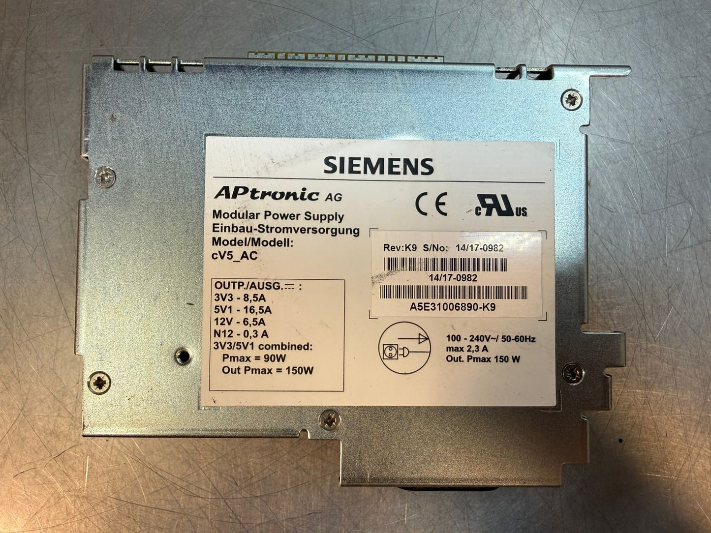 Siemens A5E31006890-K9 A5E31006890K9 Power Supply Cv5_AC (3.4.5)