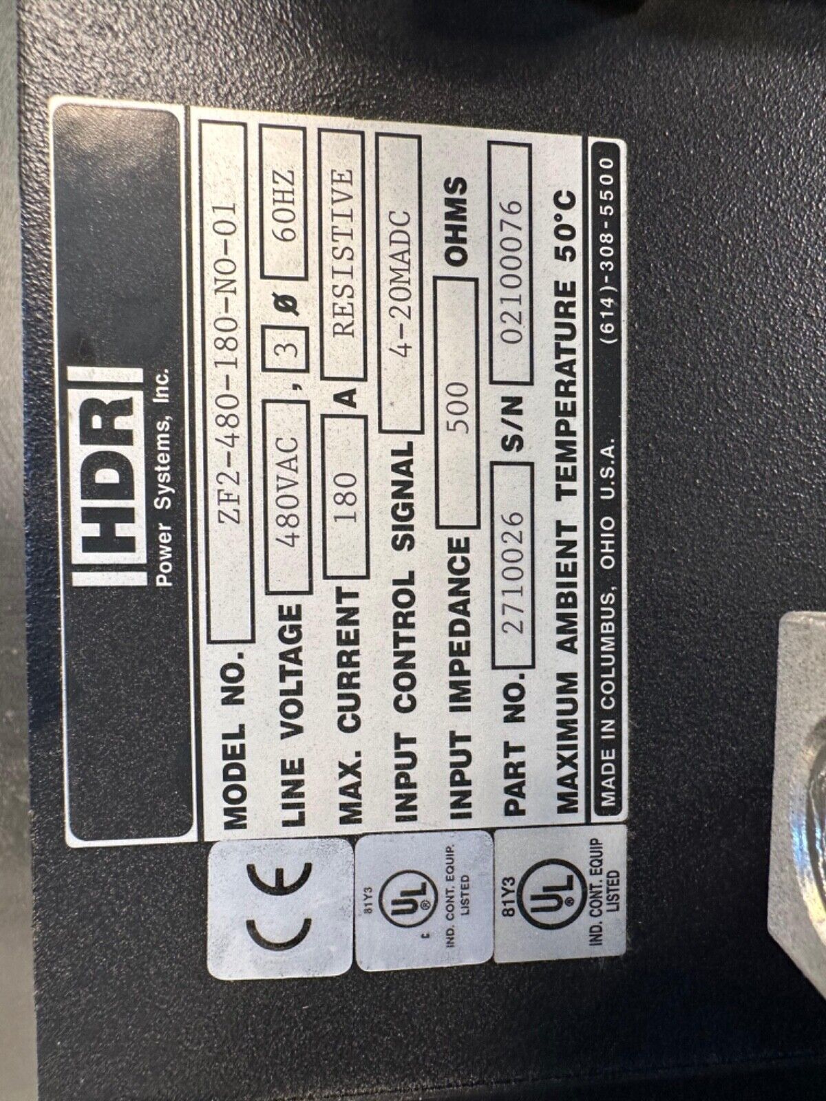 Ametek ZF2-480-225-no-01 HDR Control de Potencia 4-20madc 480v-ac (1B-24)