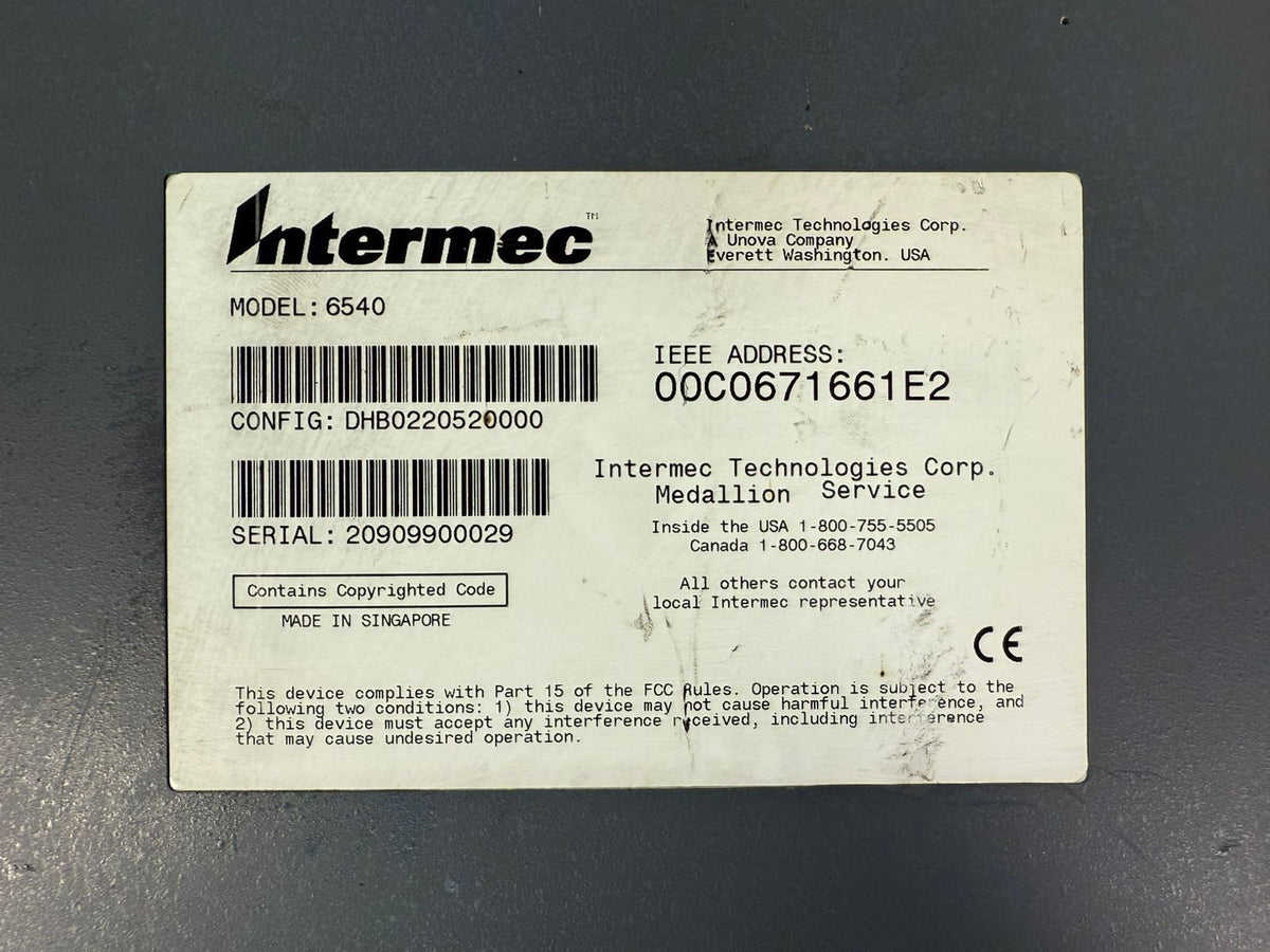 Intermec 6540 Stationary Terminal Config: DHB0220520000 (8.6.2)
