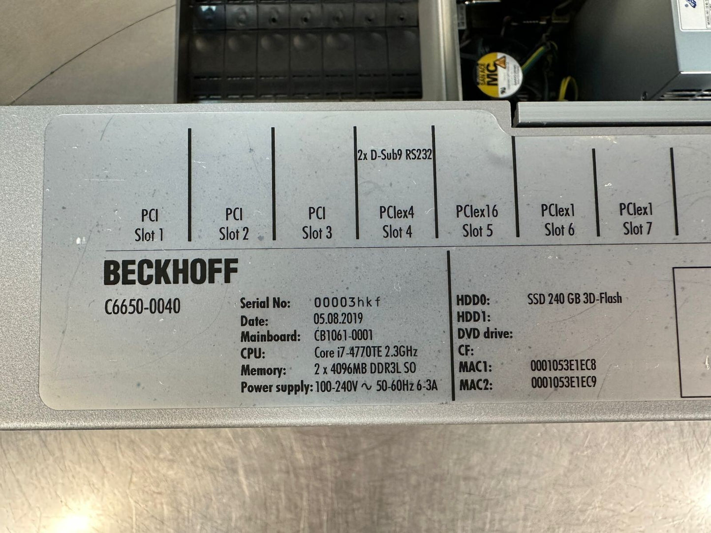 Beckhoff C6650-0040 Industrial PC Computer Interface Control Module (9.4.1)