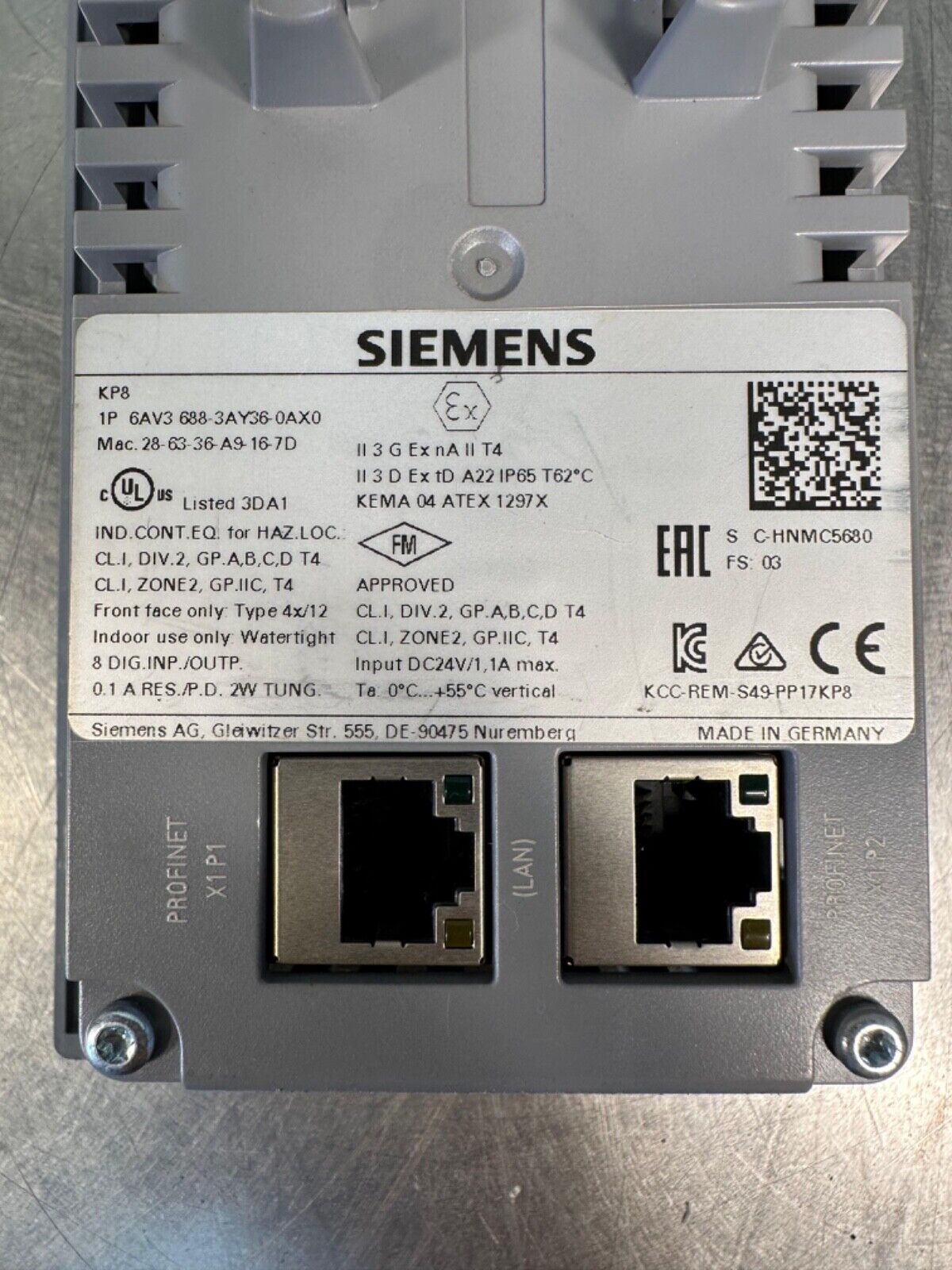 SIEMENS Simatic KP8 (6AV3 688-3AY36-0AX0) HMI 8-Button Panel. (2F-08)