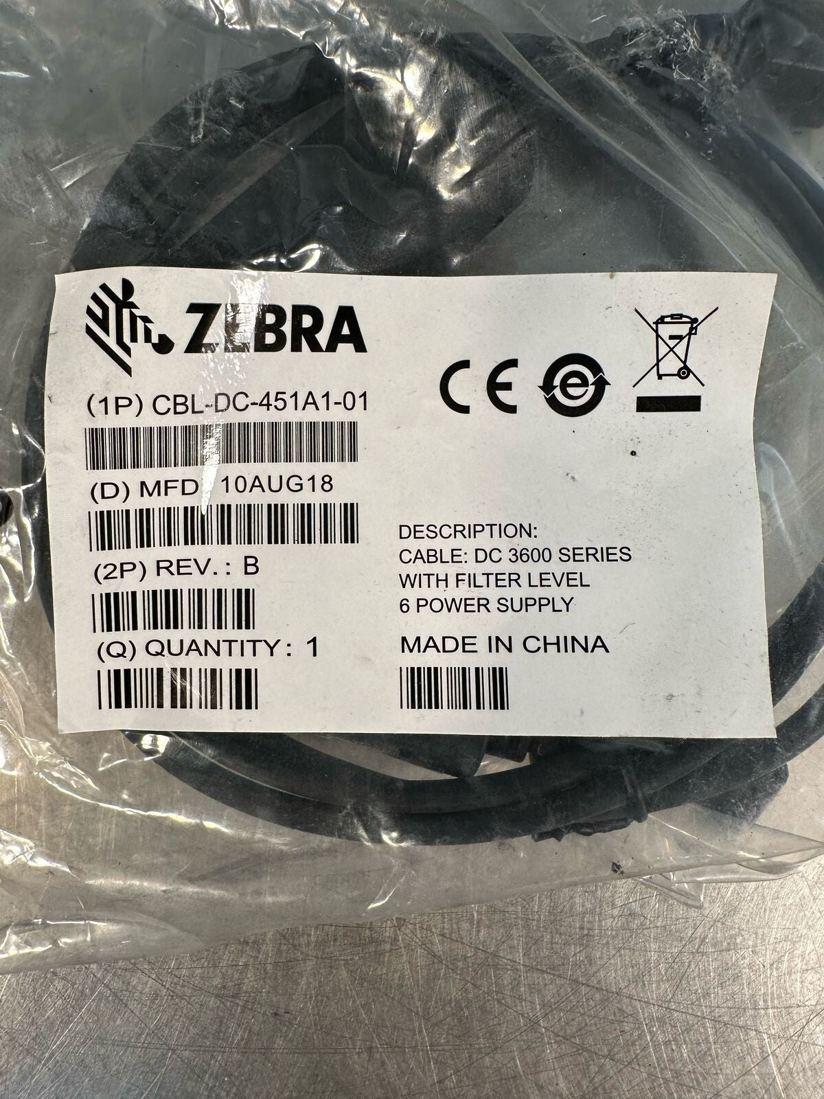 Zebra CBL-DC-451A1-01 DC 3600 w. Filter Level 6 power Supply NEW (5.3.5)