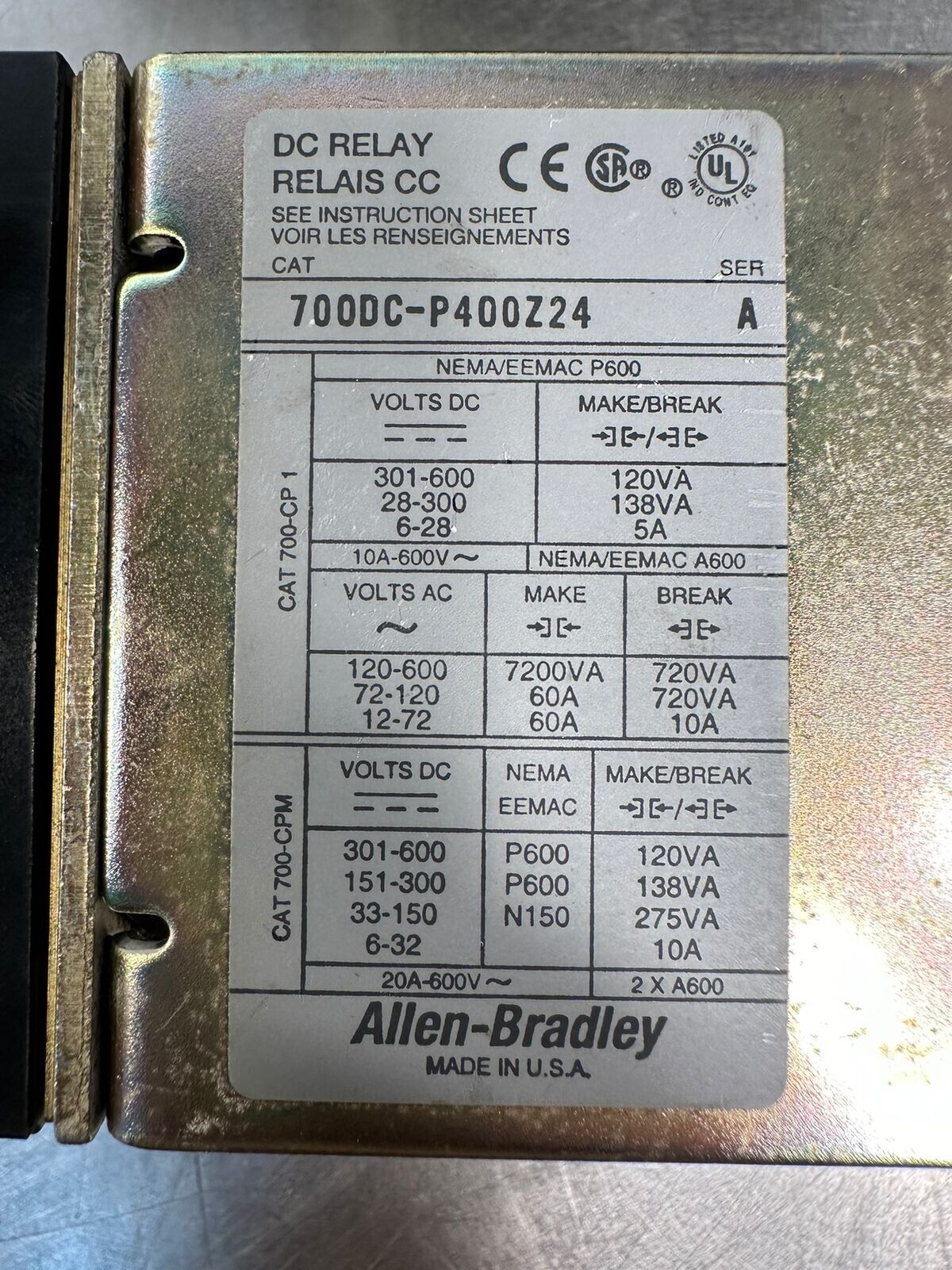 Allen Bradley 700DC-P400Z24 SER. A / 700DCP400Z24 (B-28)