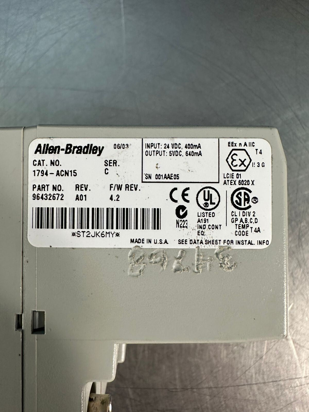 Allen Bradley 1794-ACN15 /C Flex I/O 96432672 REV. A01 F/W 4.2 (6.3.2)