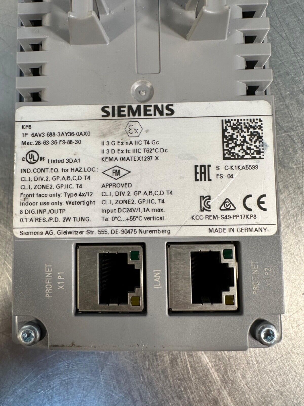 Siemens Simatic KP8 (6AV3 688-3AY36-0AX0) HMI 8-Button Panel (5D-20)