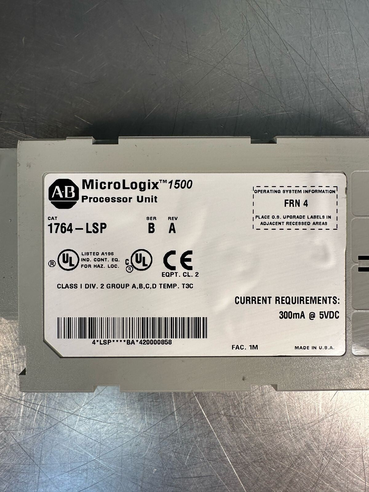 Allen Bradley 1764-LSP /B REV.A MicroLogix 1500 Processor Unit (7.2.2)