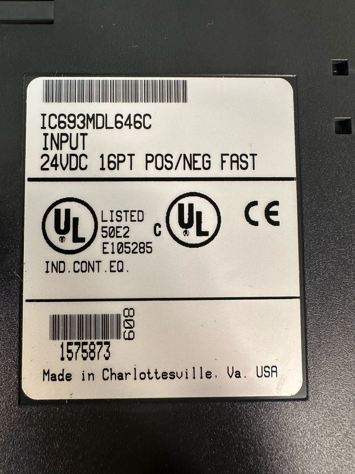 Ge IC693MDL646C 24VDC INPUT 16PT POS/NEG FAST (5.3.3)