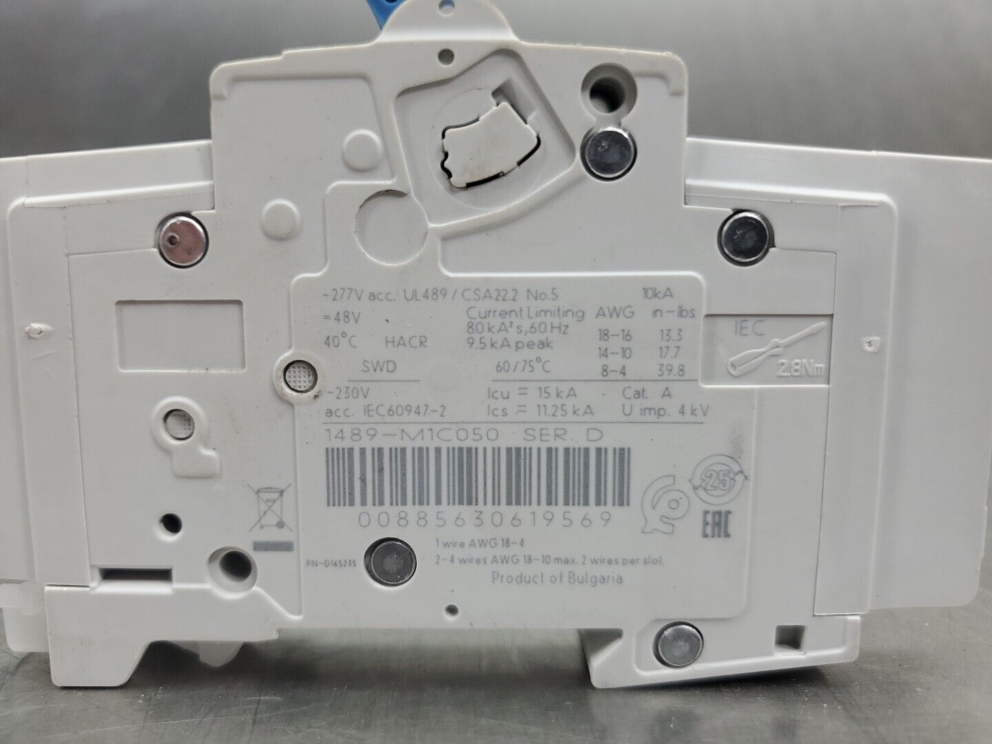 Allen-Bradley 1489-M1C150 Ser D Circuit Breaker, 5A. 4C-13