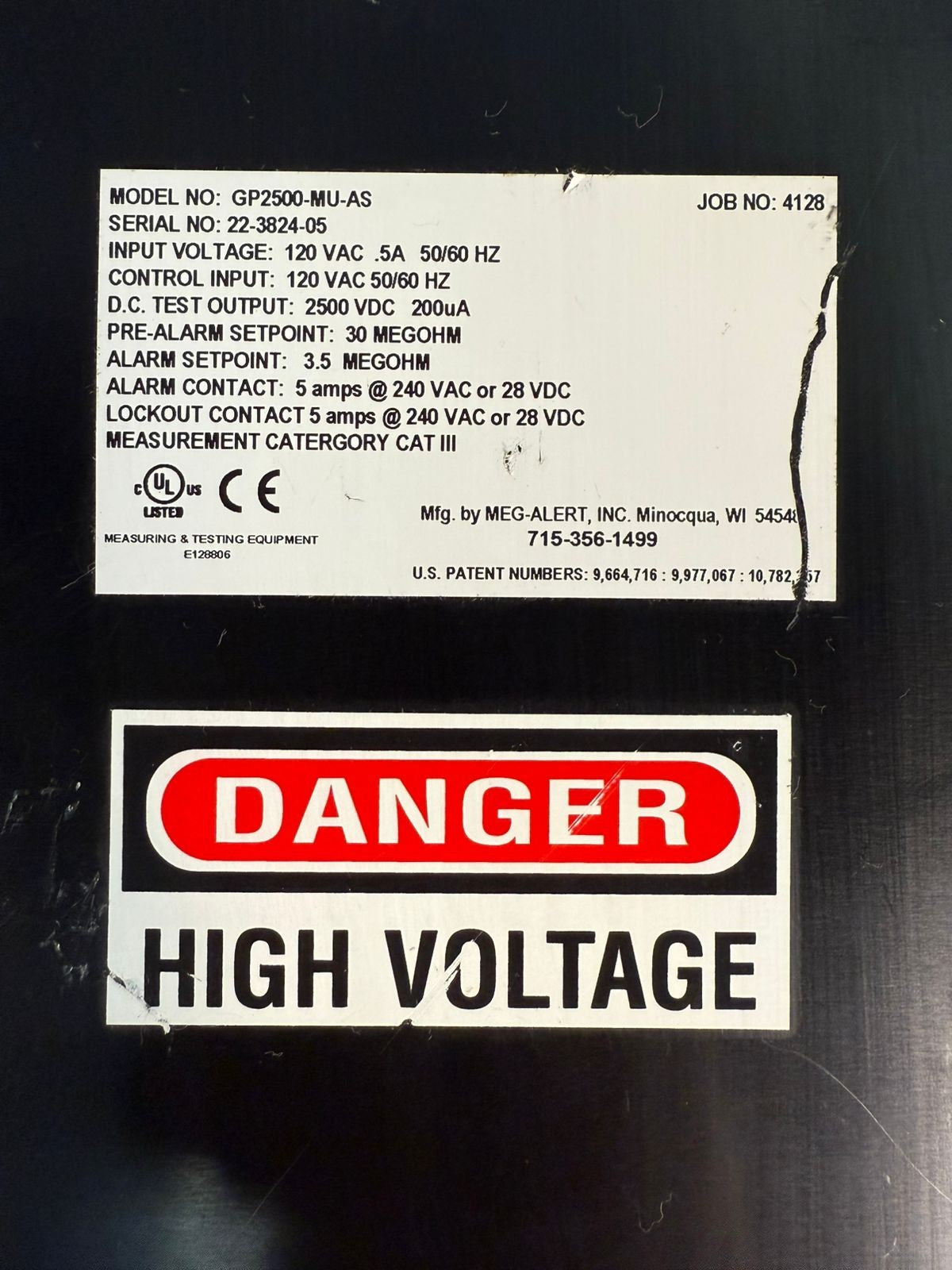 Meg-Alert Gp2500-MU-AS Automatic Insulation Tester (10.4.3)