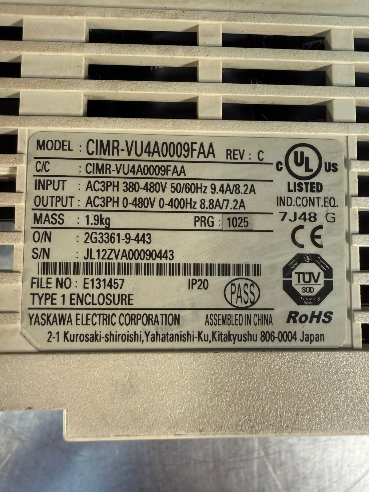 Yaskawa CIMR-VU4A0009FAA Rev. C VFD215 (4.6.2)