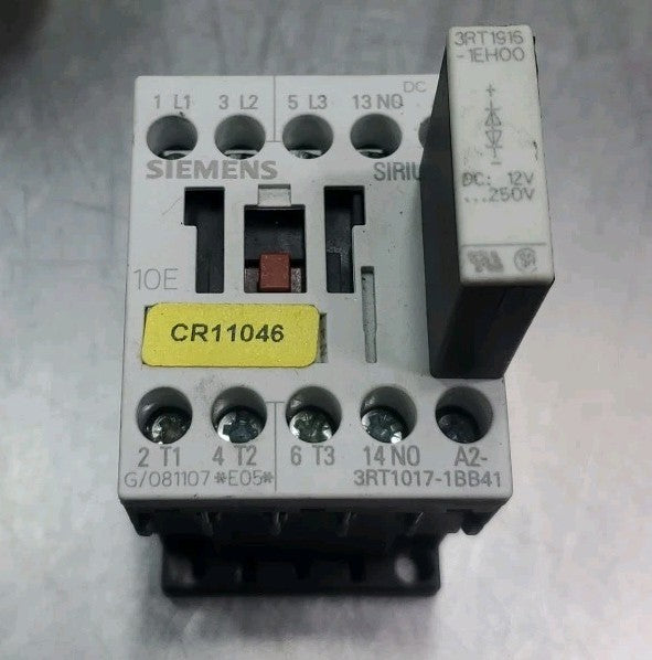Siemens 3RT1017-1BB41 SIRIUS Contactor w/3RT1916-1EH00 Module. 4E-50