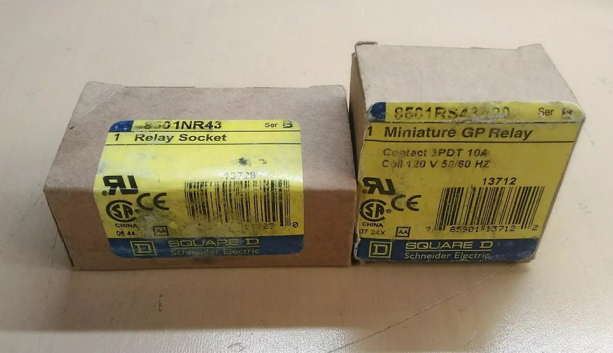 Square D 8501RSD43V20 Ser B Relay w/8501NR43 Ser B Relay Socket 4D-27