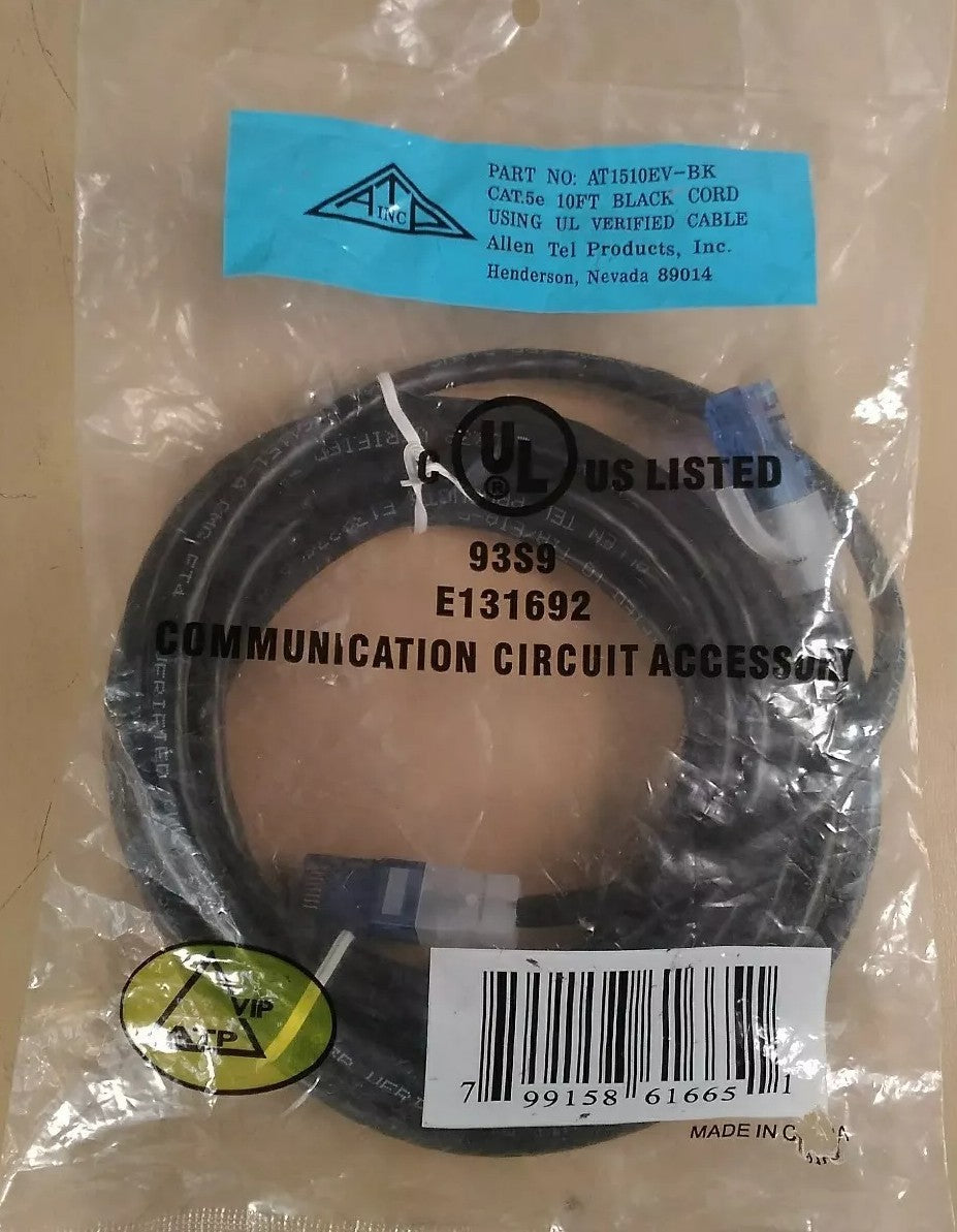 Allen Tel Products AT1510EV-BK CAT.5e 10FT Black Cord 5A-1
