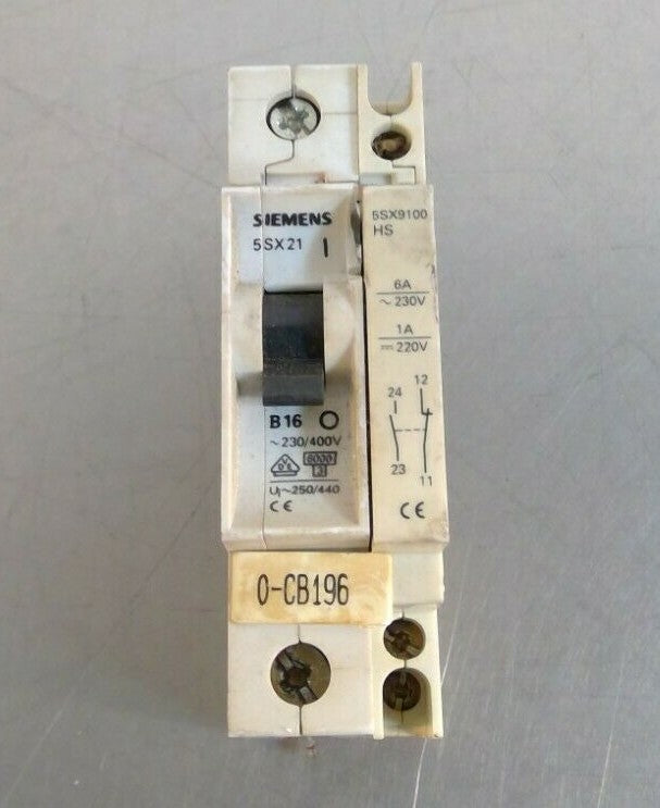 Siemens - 5SX21 B16 - Circuit Breaker w/ 5SX9100 HS 4G