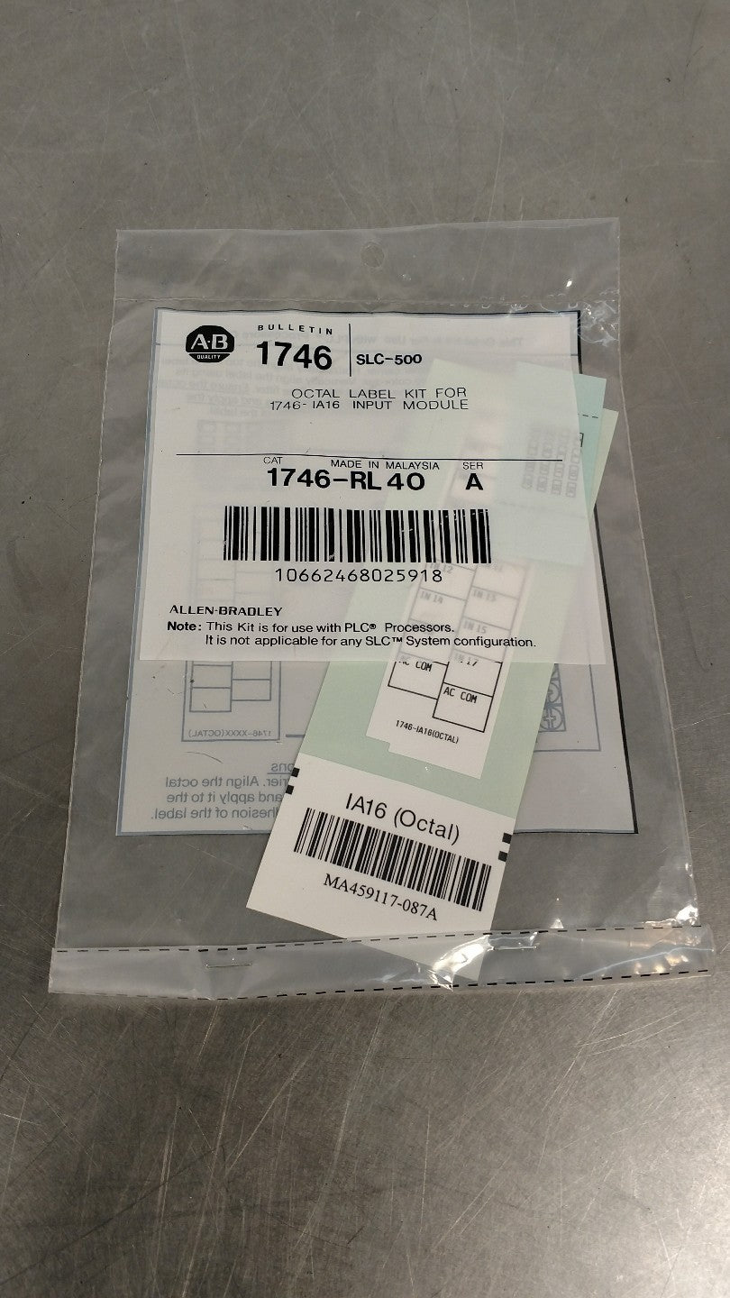 ALLEN BRADLEY OCTAL LABEL KIT 1746-RL40 for INPUT MODULE 1746-IA16. 5B-4/2