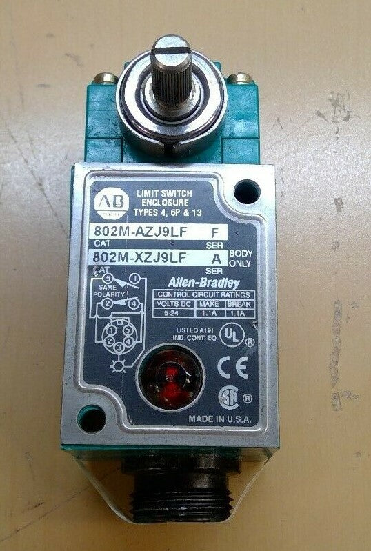 Allen-Bradley 802M-AZJ9LF Ser. F Limit Switch Enclosure 802M-AX 5E-7/2