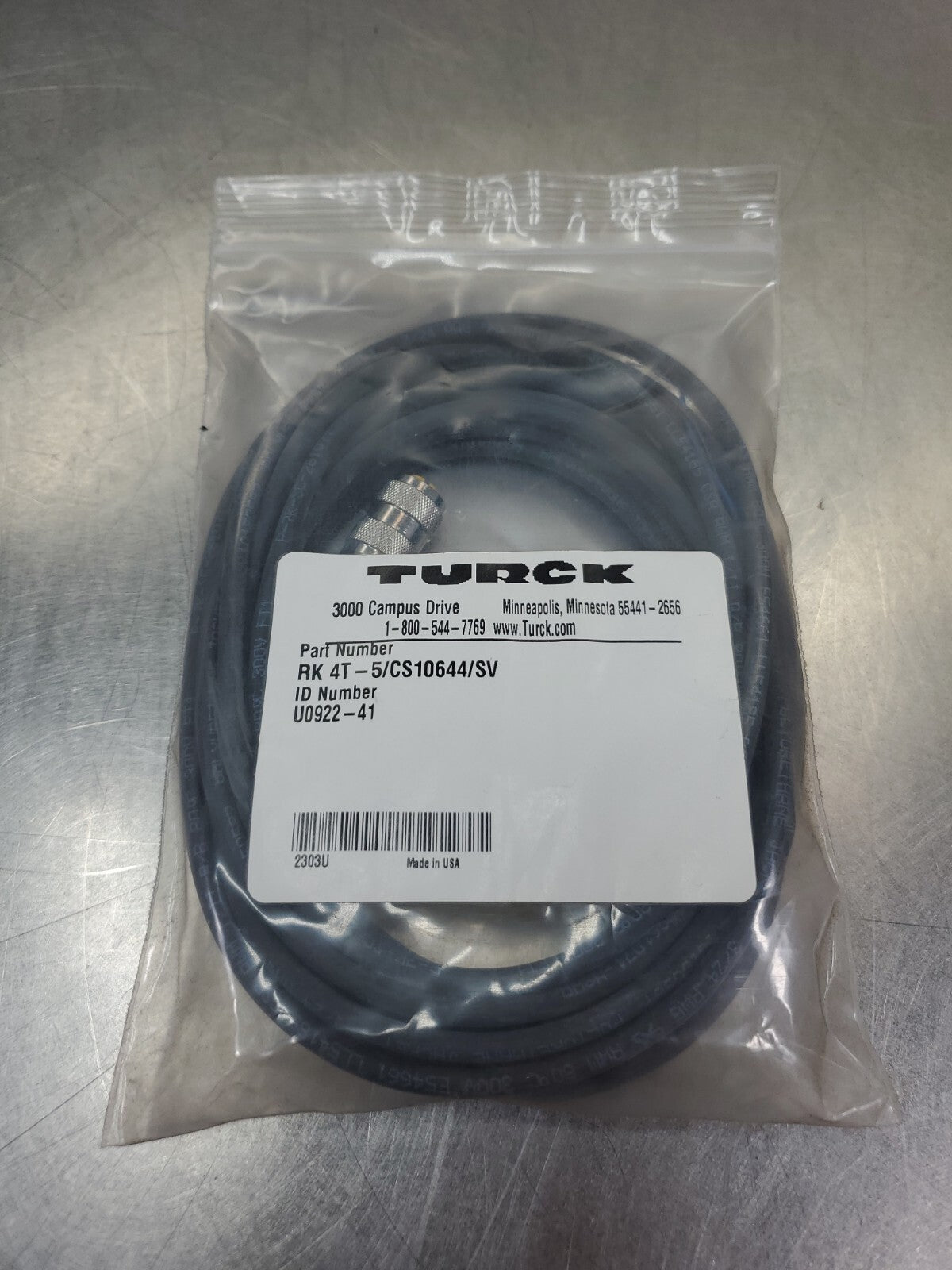 TURCK RK 4T-5/CS10644/SV (U0922-41) PLC Cable. 5A-12/1