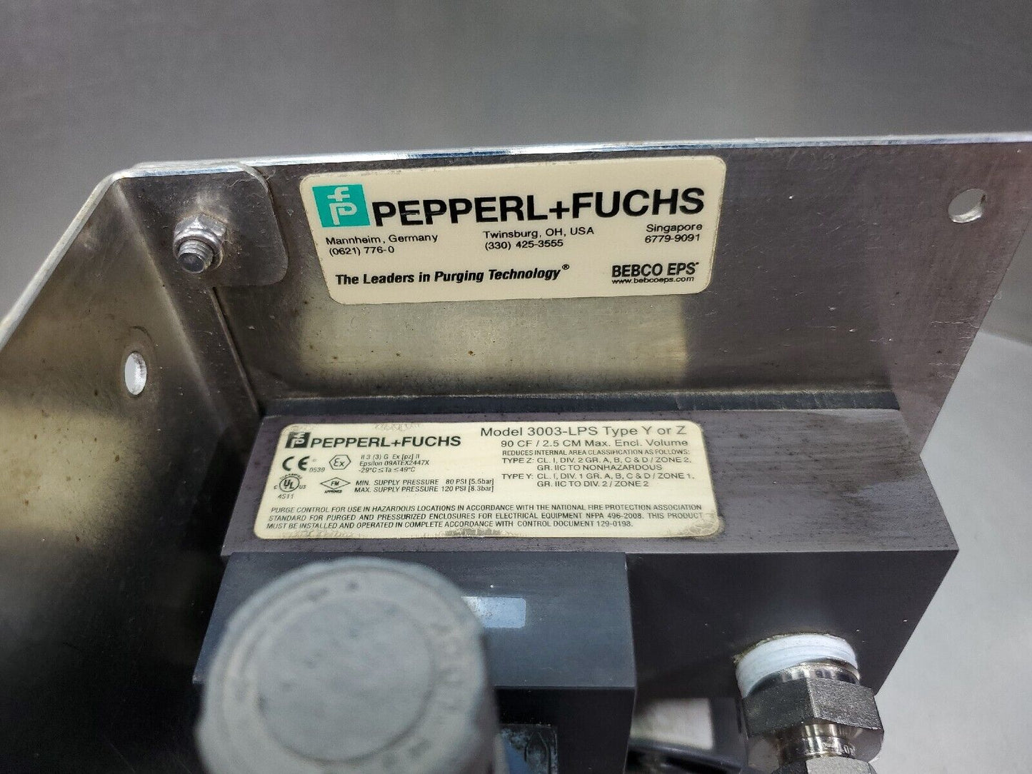 Pepperl+Fuchs Model 3003-LPS-CI Type Y or Z Enclosure Pres. Control Valve 6E-20
