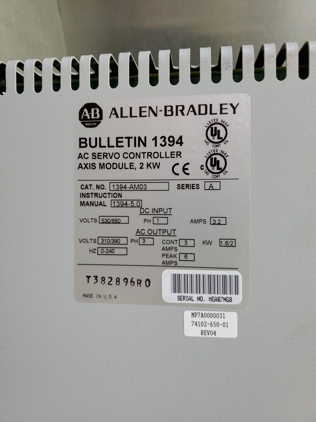 Allen Bradley 1394-AM03 Ser A AC Servo Axis Controller **See Description** 1E