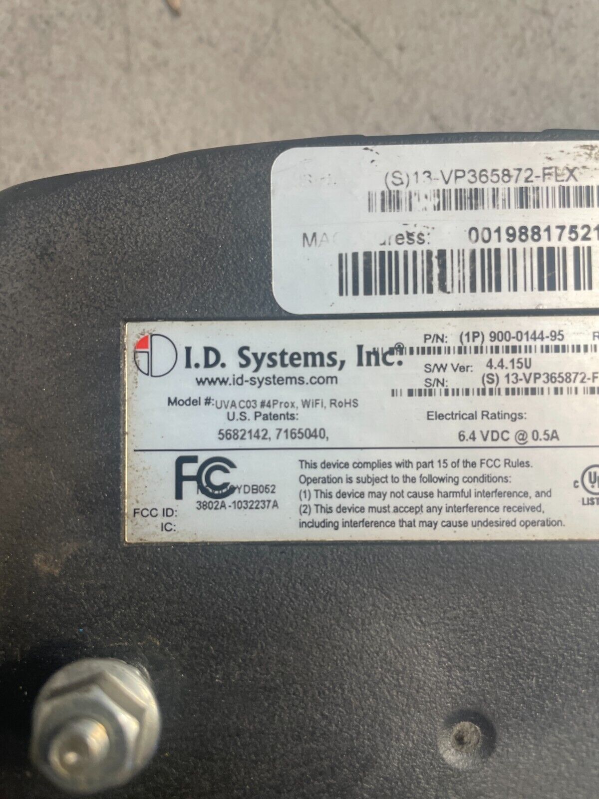 ID SYSTEMS UVAC-03 Gray Rev A Keypad LCD Display Vehicle Asset Communicator @1D