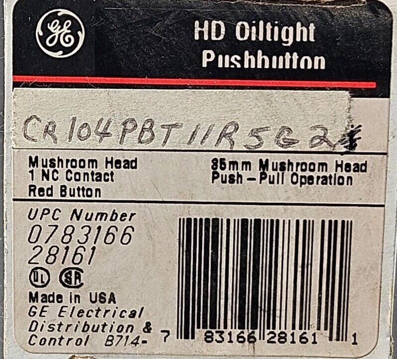 GE CR104PBT11R5G2 HD Oiltight Pushbutton. Loc4E-23