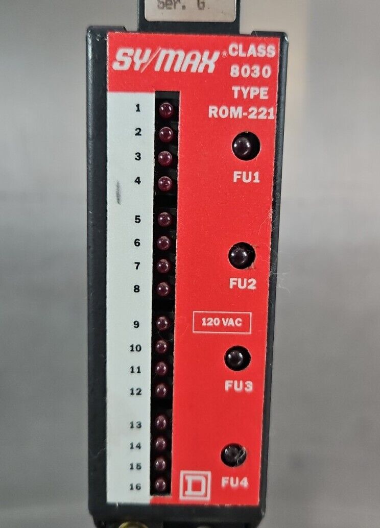Square D SY/MAX ROM-221 Output Module 8030 120VAC 30619-502-50. Loc3A-28