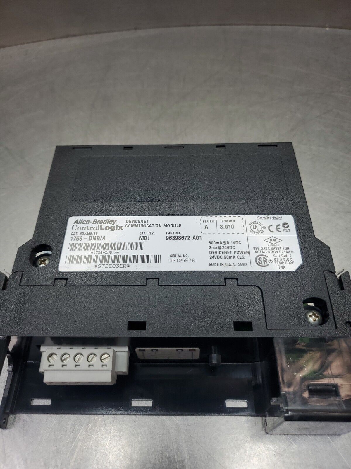 Allen Bradley 1756-DNB/A M01 ControlLogix Com. Module FW 3.010. 3C-10