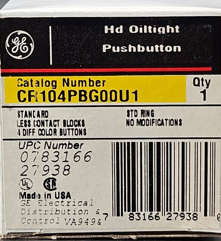 GE CR104PBG00U1 Push Button Switch. Loc4E-26