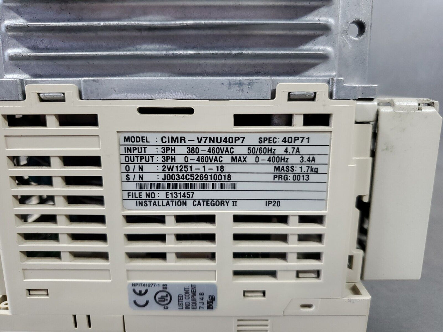 YASKAWA CIMR-V7NU40P7 SPEC:40P71 V7N Varispeed DeviceNet Drive. 1C