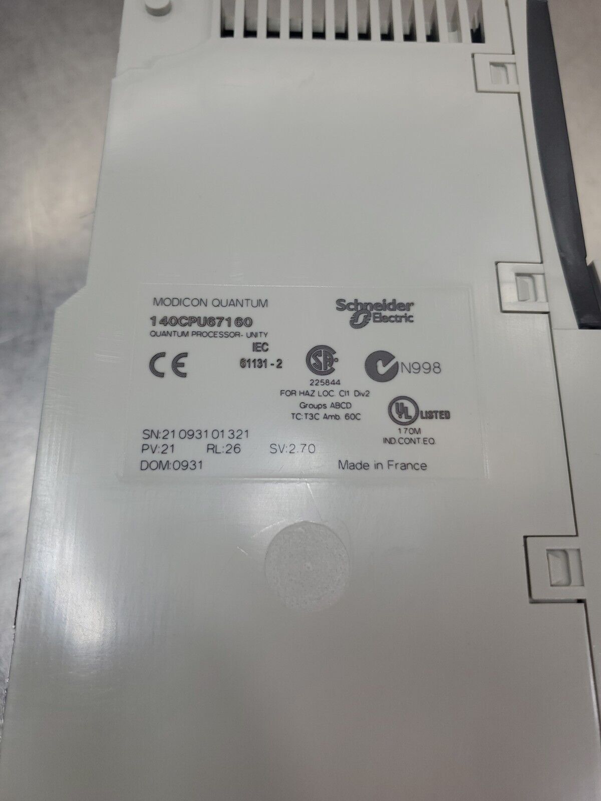 SCHNEIDER ELECTRIC 140CPU67160 QUANTUM HOT STANDBY CONTROLLER MODULE. 3A-14