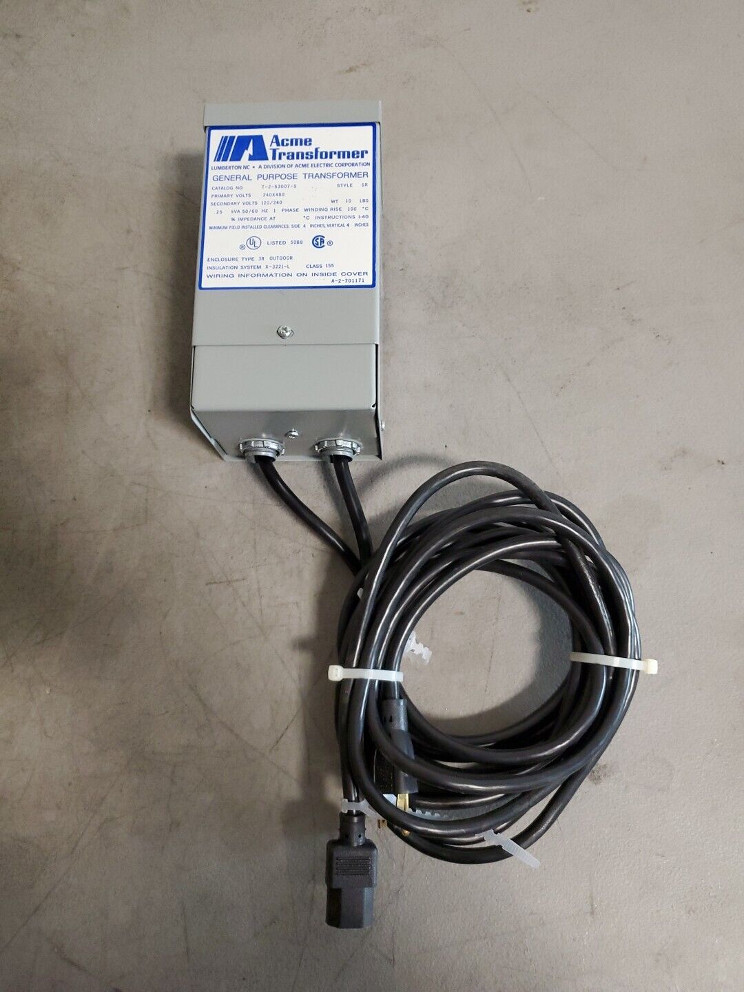 ACME Transformer T-2-53007-S 240/480V 50/60Hz 1 Phase. 4B-21