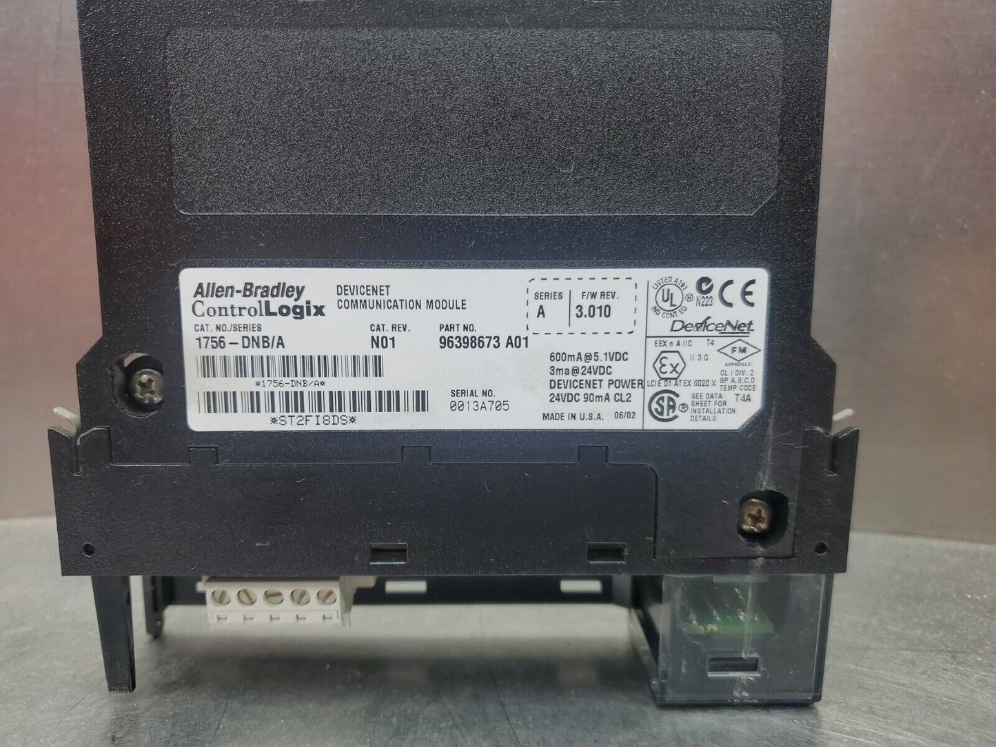 Allen Bradley 1756-DNB/A N01 ControlLogix Com. Module FW 3.010. 3C-10