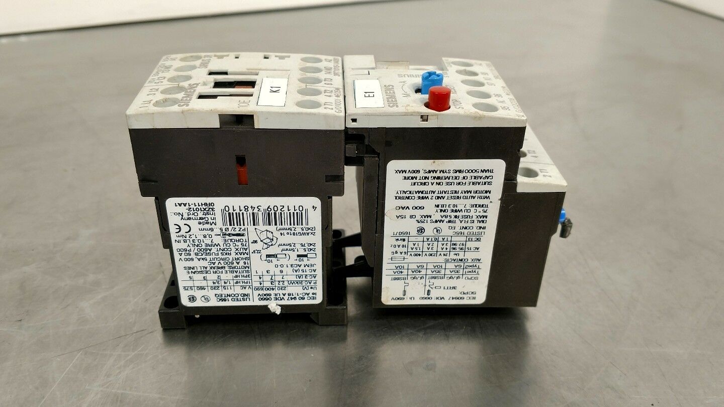 SIEMENS SIRIUS 3R 3RT1015-1AK61 Coil w/ 3RU116-1BB0 Contactor 4E-12